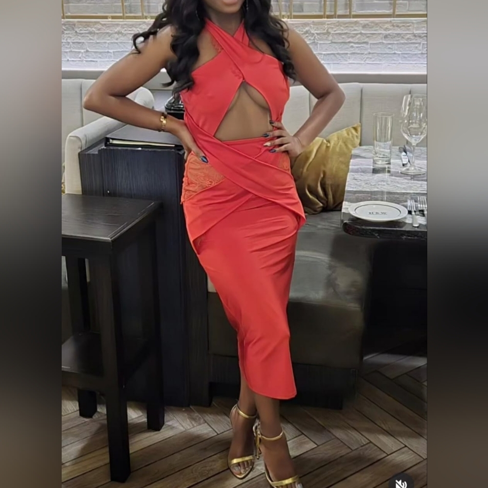 Michael Costello Vibrant Red Backless Dress